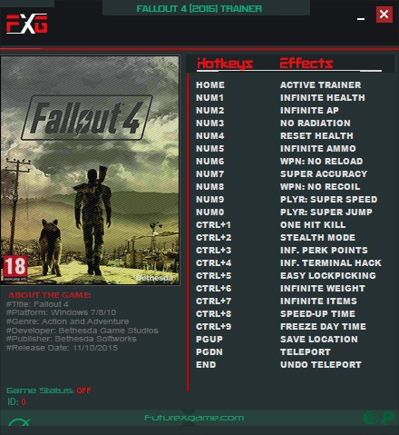 Fallout 4 v1.10.64.0.0 (64Bits) Trainer +20